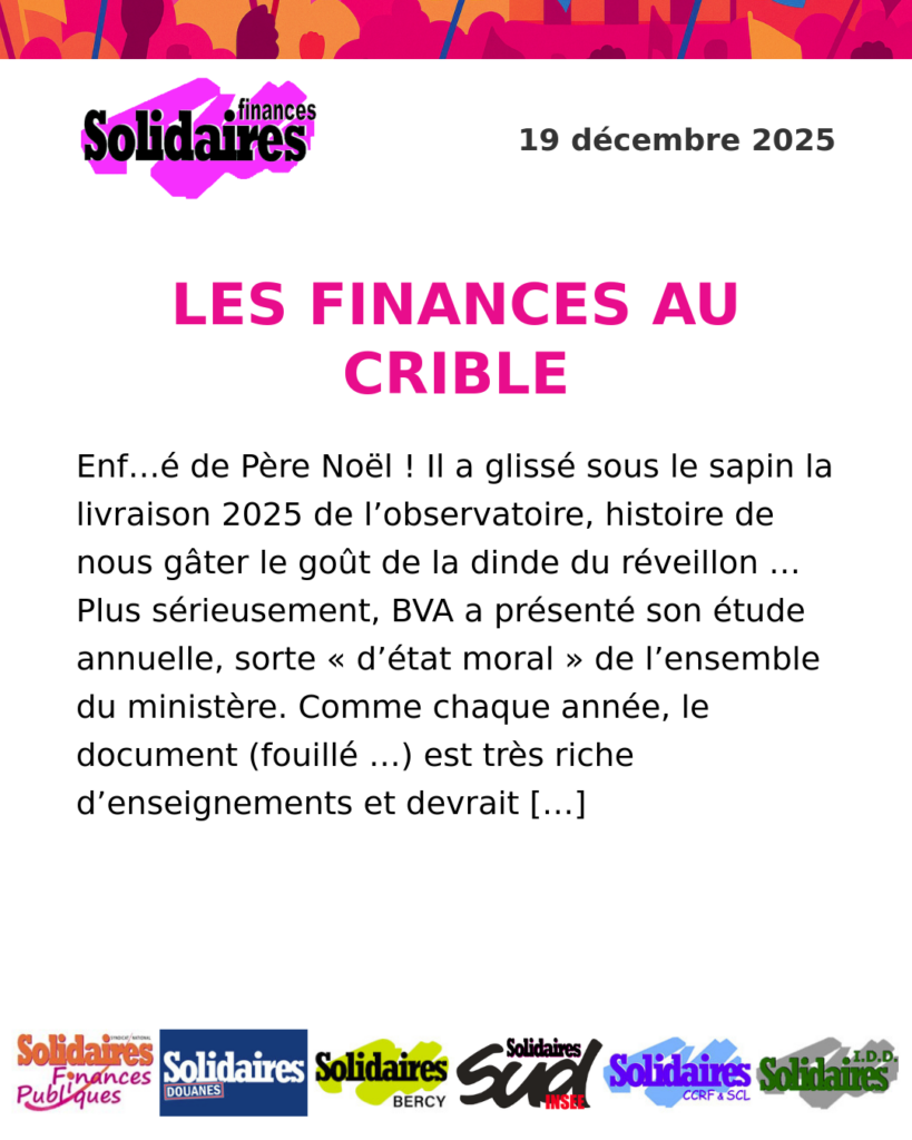 LES FINANCES AU CRIBLE