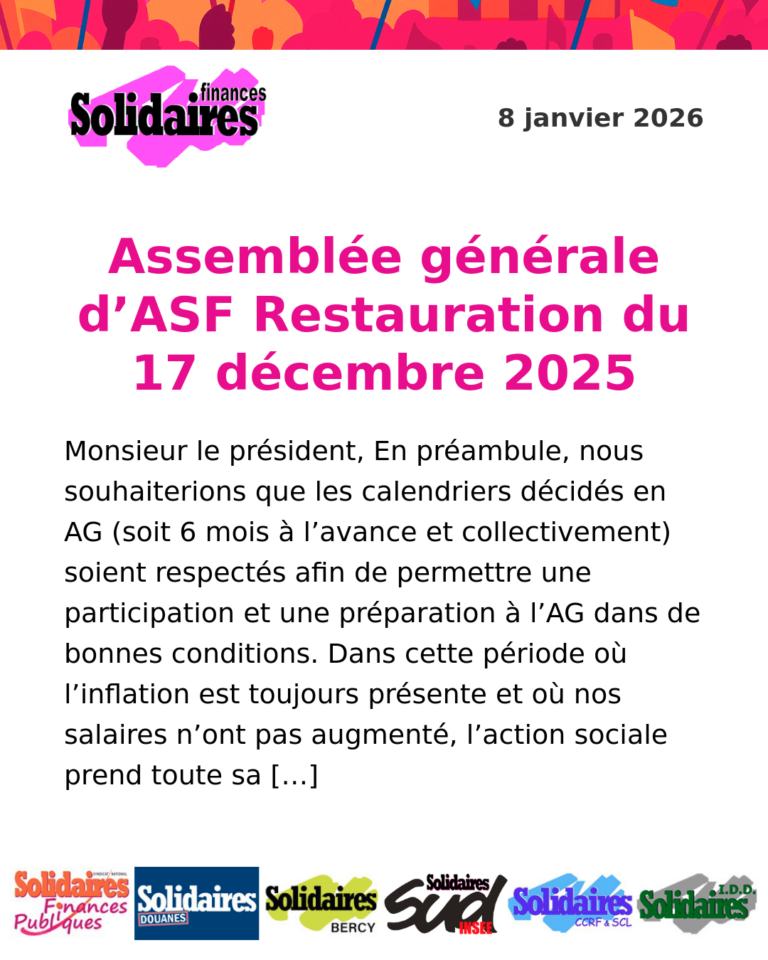 Lire la suite à propos de l’article Assemblée générale d&rsquo;ASF Restauration du 17 décembre 2025