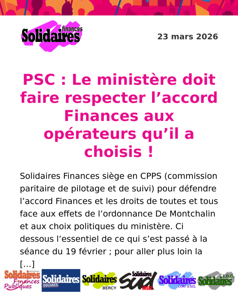 Lire la suite à propos de l’article PSC : Le ministère doit faire respecter l’accord Finances aux opérateurs qu’il a choisis !