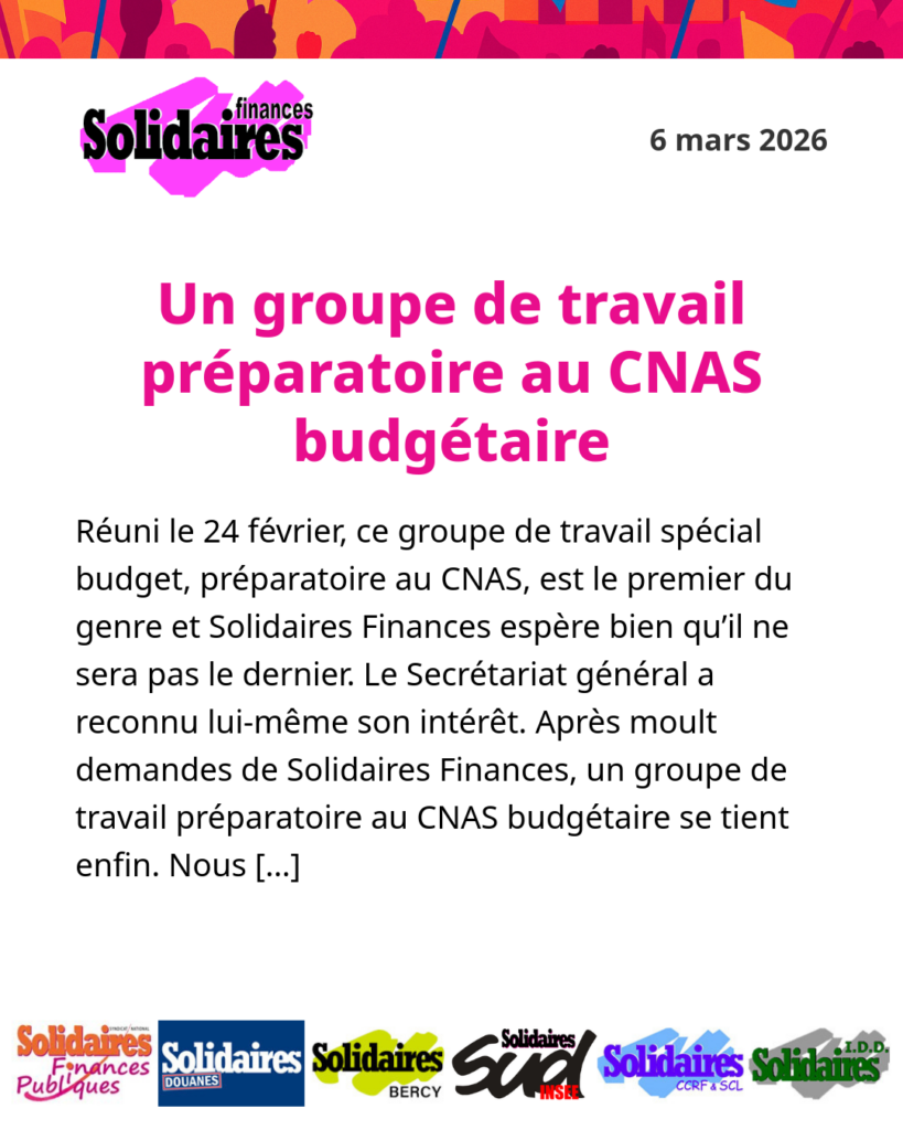 Un groupe de travail préparatoire au CNAS budgétaire