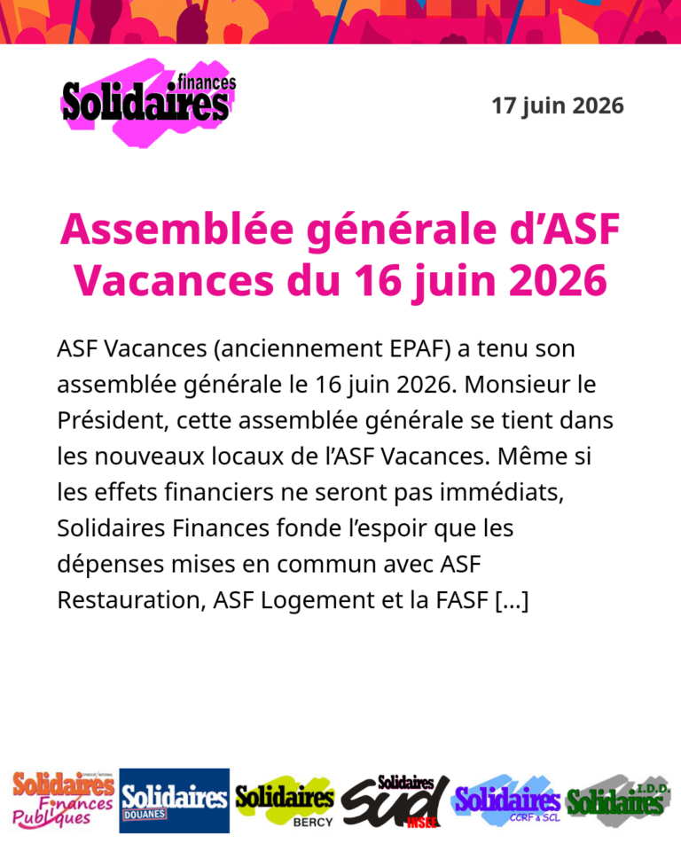 Lire la suite à propos de l’article Assemblée générale d&rsquo;ASF Vacances du 16 juin 2026