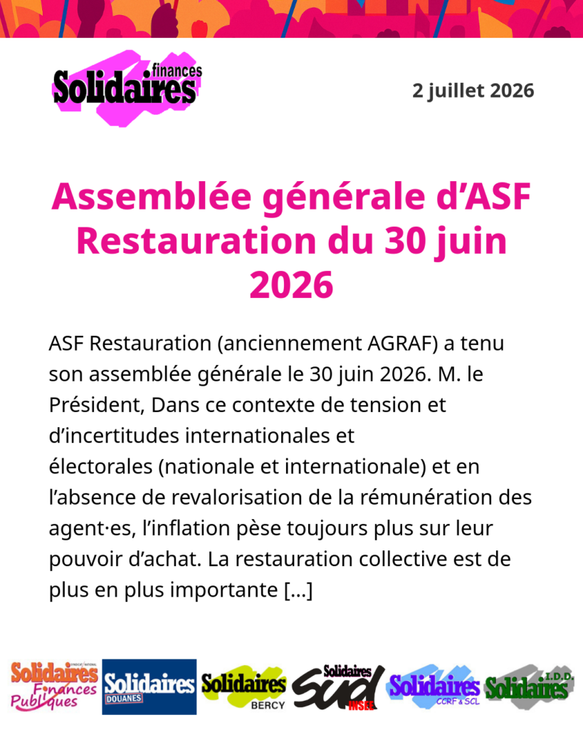 Assemblée générale d&rsquo;ASF Restauration du 30 juin 2026