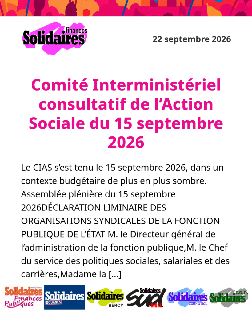 Comité Interministériel consultatif de l&rsquo;Action Sociale du 15 septembre 2026